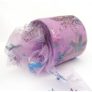 Фатин Снежинки градиент 6см, сиреневый