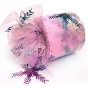 Фатин Снежинки градиент 6см, светло-розовый