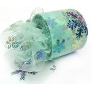 Фатин Снежинки градиент 6см, мятный