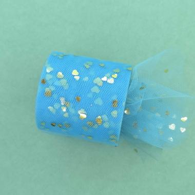 Фатин Сердечки 5.5см, голубой