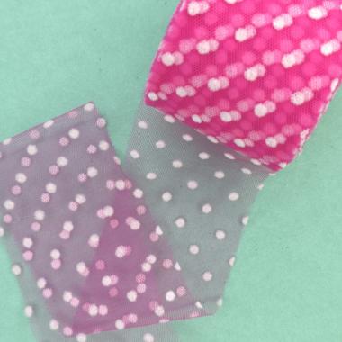 Фатин Горошек 5.5см, розовый