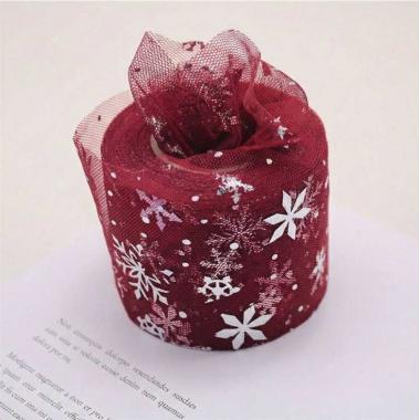 Фатин со СНЕЖИНКАМИ 6см, бордовый