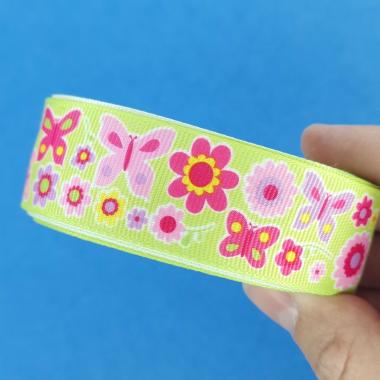 Лента репсовая Бабочки Салатовая 2,5см