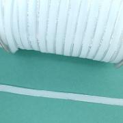 Лента бархатная 1см №17 Белый с серебром