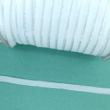 Лента бархатная 1см №17 Белый с серебром