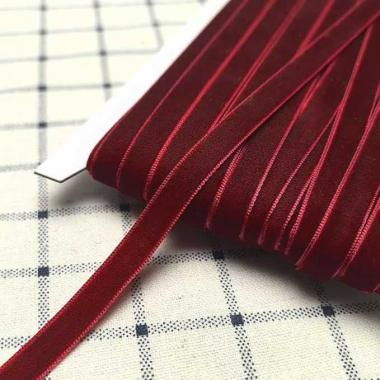 Лента бархатная 1см Бордовый