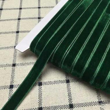 Лента бархатная 1см Тёмно-зелёный 