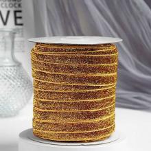 Лента бархатная Люрекс 1см Золото