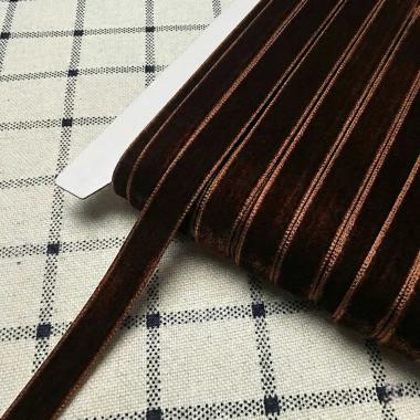 Лента бархатная 1см Коричневый