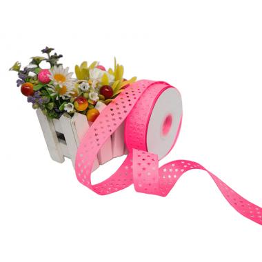 Лента перфорация 2.5см Звезды, розовый