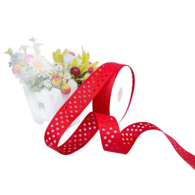 Лента перфорация 2.5см Звезды, красный