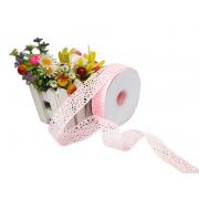 Лента перфорация 2.5см Цветы, светло-розовый