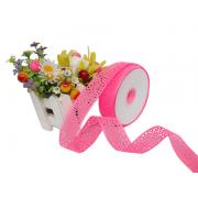 Лента перфорация 2.5см Цветы, розовый