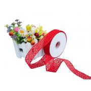 Лента перфорация 2.5см Цветы, красный