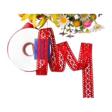 Лента перфорация 2см Ромашка, красный