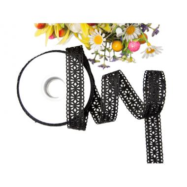 Лента перфорация 2см Ромашка, чёрный