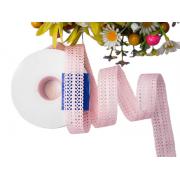 Лента перфорация 2см Листья, светло-розовый