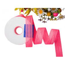 Лента перфорация 2см Листья, розовый