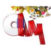 Лента перфорация 2см Листья, красный