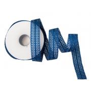 Лента перфорация 2см Листья, тёмно-синий