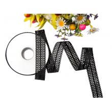 Лента перфорация 2см Листья, чёрный