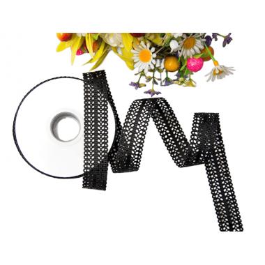 Лента перфорация 2см Листья, чёрный