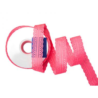 Лента перфорация 2см Горошек, розовый