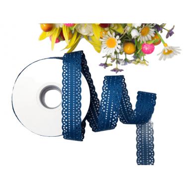 Лента перфорация 2см Горошек, тёмно-синий