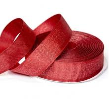 Лента репсовая ЛЮРЕКС 2.5см Красный