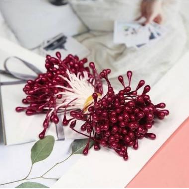 Тычинки Капля 3мм №14 Тёмно-бордовый (50шт)