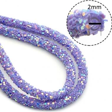 Шнур силиконовый с БЛЕСКОМ 6мм Сиреневый